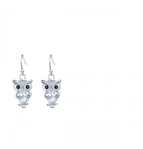 Cross-border rose gold zircon stud earrings, women's versatile and fresh, European and American owl earrings factory direct sales