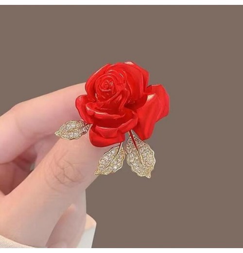 High-end red rose brooch, high-end women's fashion pin, suit overcoat accessory, wedding corsage ornament High-end red rose brooch, high-end women's fashion pin, suit overcoat accessory, wedding corsage ornament