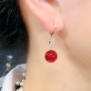 New trendy and retro red pearl earring style best-selling high-end and elegant niche earrings, round face slimming earrings for women