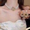 European and American cross-border circular hollowed-out zircon flower earrings are grand, exaggerated, and personalized. They are niche, light luxury, retro and high-end