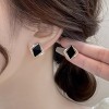 Exquisite black diamond-shaped earrings for women, new cold style earrings, niche design, high-end pure silver earrings Exquisite black diamond-shaped earrings for women, new cold style earrings, niche design, high-end pure silver earrings