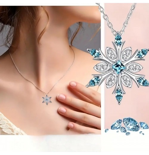 This cross-border snowflake design necklace from Europe and America, set with a zircon exquisite pendant, is a fashionable Christmas accessory for women and a versatile item This cross-border snowflake design necklace from Europe and America, set with a zircon exquisite pendant, is a fashionable Christmas accessory for women and a versatile item