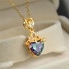 20 Best-selling heart-shaped seven-color gold necklace for women, imitation tourmaline seven-color rainbow heart collarbone neck chain. Summer and autumn 20 Best-selling heart-shaped seven-color gold necklace for women, imitation tourmaline seven-color rainbow heart collarbone neck chain. Summer and autumn