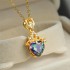 20 Best-selling heart-shaped seven-color gold necklace for women, imitation tourmaline seven-color rainbow heart collarbone neck chain. Summer and autumn