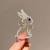 Cute Japanese-style diamond-encrusted rabbit brooch, New Year's zodiac rabbit pin, unissed-style light luxury and elegant brooch Cute Japanese-style diamond-encrusted rabbit brooch, New Year's zodiac rabbit pin, unissed-style light luxury and elegant brooch
