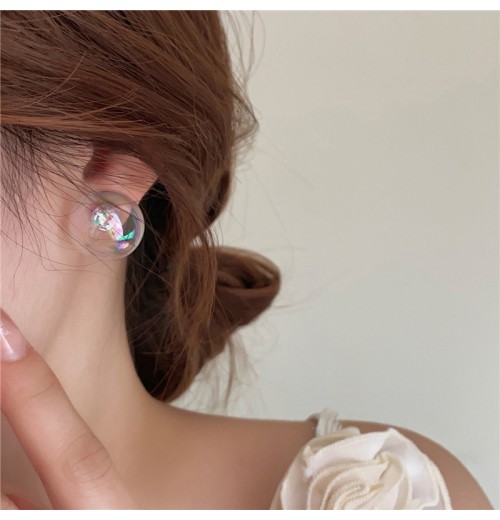 Live-streaming bestseller new product: Colorful glass round transparent earrings, fashionable and resort-style simple earrings, available for export Live-streaming bestseller new product: Colorful glass round transparent earrings, fashionable and resort-style simple earrings, available for export