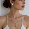 Fashionable stainless steel double-sided mother-of-pearl four-leaf clover single-flower necklace with genuine gold titanium steel chain