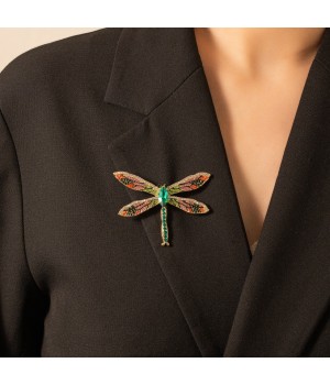 Cross-border bestseller European and American style alloy full diamond dragonfly brooch, elegant and versatile women's clothing corsages, accessories and pins