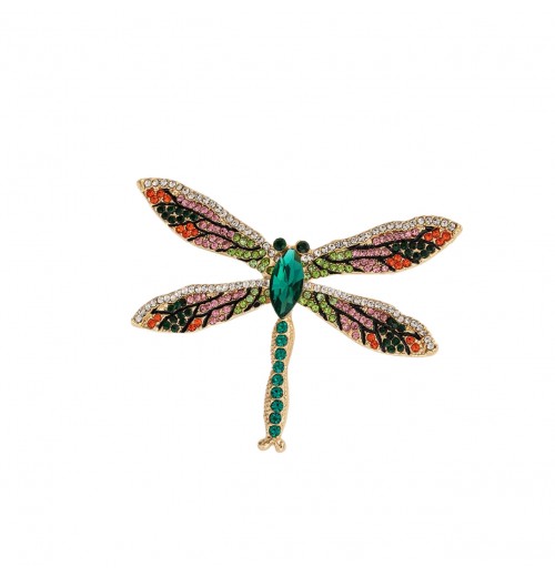 Cross-border bestseller European and American style alloy full diamond dragonfly brooch, elegant and versatile women's clothing corsages, accessories and pins