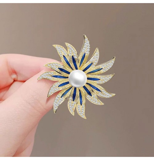 High-end pearl sunflower brooch for women, exquisite design, coat, brooch pin, niche fixed clothes and accessories High-end pearl sunflower brooch for women, exquisite design, coat, brooch pin, niche fixed clothes and accessories