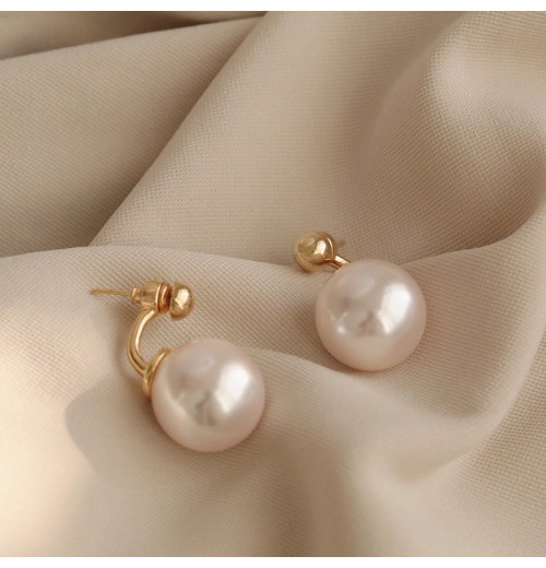 French romantic pearl earrings, elegant and grand, light luxury and niche design, 925 silver needle stud earrings, earrings, trendy for women French romantic pearl earrings, elegant and grand, light luxury and niche design, 925 silver needle stud earrings, earrings, trendy for women