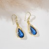  new trendy, luxurious, versatile and stylish earrings with water drop hooks and high-end blue crystal earrings