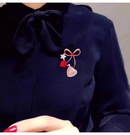 Light luxury zircon bow brooch, a versatile and high-end brooch for women, a fixed accessory for suits, and a high-end pin cherry blossom Light luxury zircon bow brooch, a versatile and high-end brooch for women, a fixed accessory for suits, and a high-end pin cherry blossom