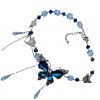 New water drop butterfly collarbone chain, deep blue niche retro butterfly crystal elegant necklace, high-end necklaces for women