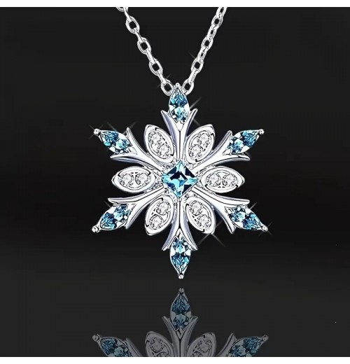 This cross-border snowflake design necklace from Europe and America, set with a zircon exquisite pendant, is a fashionable Christmas accessory for women and a versatile item This cross-border snowflake design necklace from Europe and America, set with a zircon exquisite pendant, is a fashionable Christmas accessory for women and a versatile item