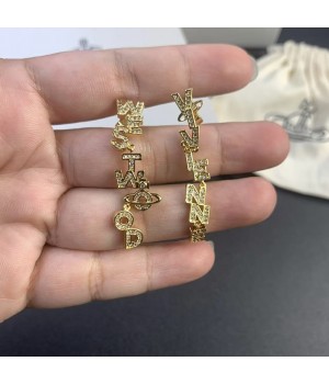 High-version Saturn gold and silver diamond-encrusted asymmetrical personalized stud earrings manufacturer wholesale cross-border light luxury letter earrings full of diamonds