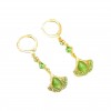 The light luxury and high-end green ginkgo leaf cat's eye stone long tassel earrings are fashionable and elegant, and are popular earrings for women