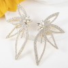 Cross-border European and American fashion new style, exaggerated and grand, studded with water diamonds, full of flowers, leaf-shaped flower earrings for women Cross-border European and American fashion new style, exaggerated and grand, studded with water diamonds, full of flowers, leaf-shaped flower earrings for women