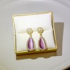 Cross-border bestseller French colored cat's eye stone earrings, vintage light luxury style glass stud earrings, new Chinese-style earrings in purple Cross-border bestseller French colored cat's eye stone earrings, vintage light luxury style glass stud earrings, new Chinese-style earrings in purple
