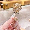New best-selling alloy fashion full-diamond pearl rose brooch, high-end niche brooch pin, versatile for suits