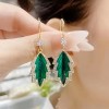 Plain earrings, green leaf shade earrings, fashionable and versatile, new high-end and exquisite style, new trendy and unique design Plain earrings, green leaf shade earrings, fashionable and versatile, new high-end and exquisite style, new trendy and unique design