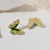 New fashionable silver needle colored earrings, butterfly gradient crystal stud earrings, sweet and retro forest-style green crystal, light luxury for women New fashionable silver needle colored earrings, butterfly gradient crystal stud earrings, sweet and retro forest-style green crystal, light luxury for women