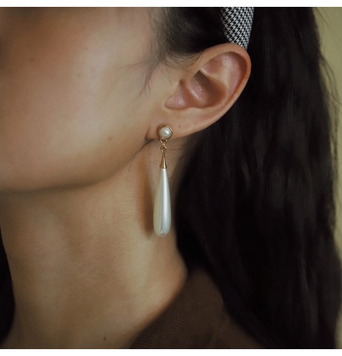 French retro style, niche design, water-drop simple Korean style, fashionable and elegant, pearl face slimming and trendy earrings and earrings