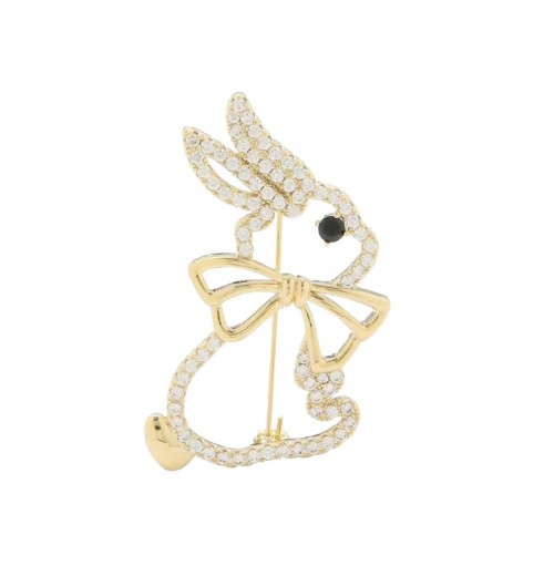 Cute Japanese-style diamond-encrusted rabbit brooch, New Year's zodiac rabbit pin, unissed-style light luxury and elegant brooch Cute Japanese-style diamond-encrusted rabbit brooch, New Year's zodiac rabbit pin, unissed-style light luxury and elegant brooch