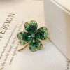 Wholesale of crystal four-leaf clover brooches, New Year's simple and versatile brooches for women, elegant corsages, and clothing accessories