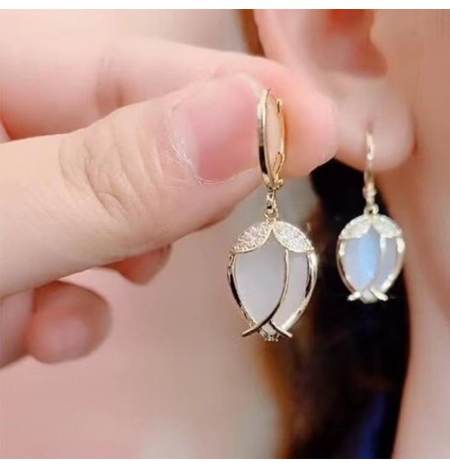 Long copper ring tassel earrings for female Internet celebrities that make the face look slimmer. Ear studs with a design that is versatile for Internet celebrities. Female imitation cat's eye stone earrings Long copper ring tassel earrings for female Internet celebrities that make the face look slimmer. Ear studs with a design that is versatile for Internet celebrities. Female imitation cat's eye stone earrings