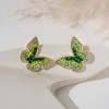 New fashionable silver needle colored earrings, butterfly gradient crystal stud earrings, sweet and retro forest-style green crystal, light luxury for women New fashionable silver needle colored earrings, butterfly gradient crystal stud earrings, sweet and retro forest-style green crystal, light luxury for women