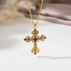 Golden medieval subculture cross rhinestone necklace, Millennium sweet and cool style long clavicle chain, hot girl