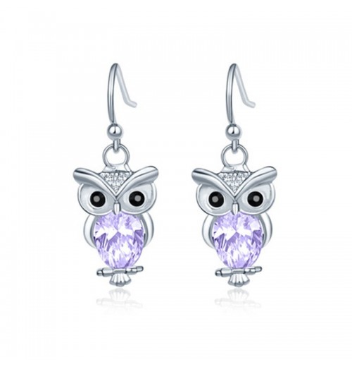 Cross-border rose gold zircon stud earrings, women's versatile and fresh, European and American owl earrings factory direct sales