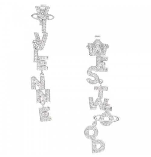 High-version Saturn gold and silver diamond-encrusted asymmetrical personalized stud earrings manufacturer wholesale cross-border light luxury letter earrings full of diamonds High-version Saturn gold and silver diamond-encrusted asymmetrical personalized stud earrings manufacturer wholesale cross-border light luxury letter earrings full of diamonds