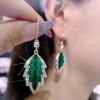 Plain earrings, green leaf shade earrings, fashionable and versatile, new high-end and exquisite style, new trendy and unique design Plain earrings, green leaf shade earrings, fashionable and versatile, new high-end and exquisite style, new trendy and unique design