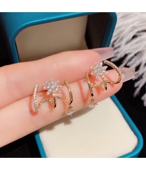 New trendy and dazzling octagonal star-shaped ear stud earrings with feminine charm, fashion and individuality, and popular ear accessories