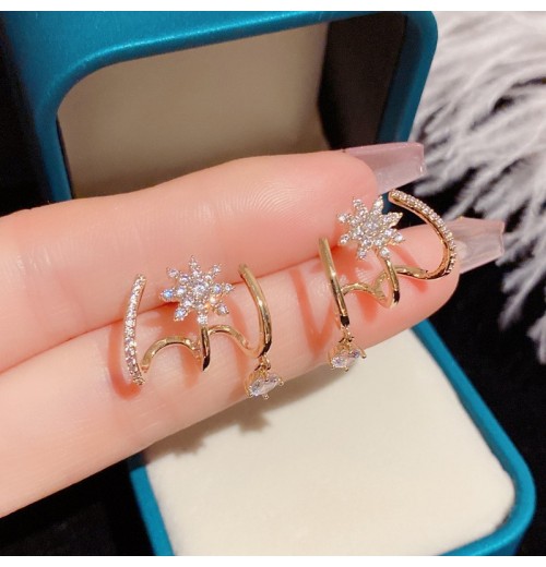 New trendy and dazzling octagonal star-shaped ear stud earrings with feminine charm, fashion and individuality, and popular ear accessories